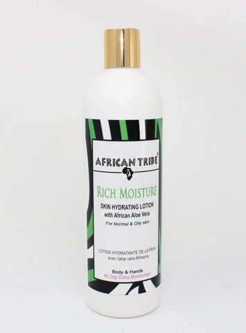 African Tribe RICH MOISTURE Skin Hydrating Hand & Body Lotion 400ml with African Aloe Vera - For Normal & Oily Skin