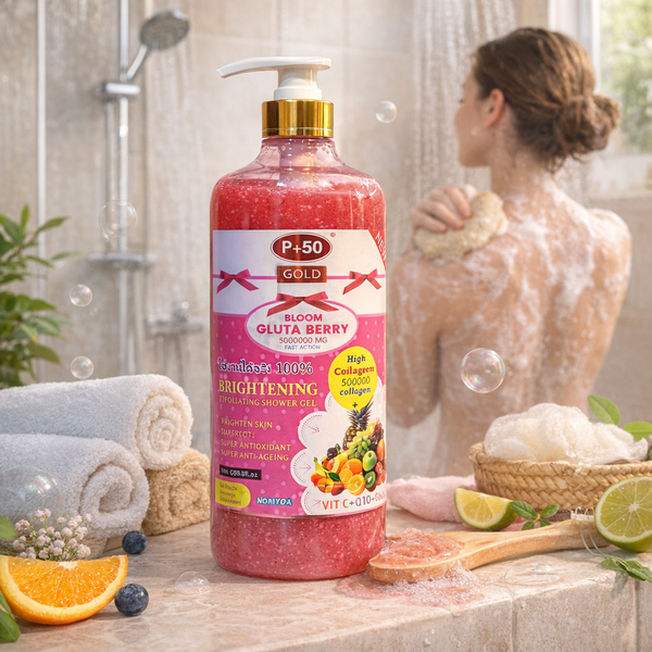 Bloom Gluta Berry Brightening Exfoliating Shower Gel Scrub (1000ml) | Skin lightening, moisturising & hair treatments Bloom Gluta Berry Brightening Exfoliating Shower Gel Scrub (1000ml) | Skin lightening, moisturising & hair treatments
