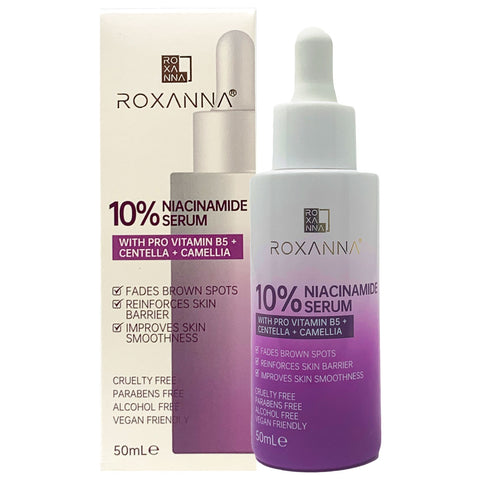 Roxanna 10% Niacinamide Face Serum with PRO Vitamin B5 + Centella + Camellia.