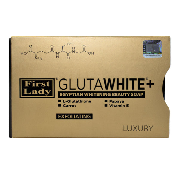 First Lady Glutawhite+ Egyptian Brightening Exfoliating Soap 200g  | L- Glutathione, Papaya, Carrot & Vitamin E | Even Skin Tone & Glow Boost |  Skin lightening, moisturising & hair treatments