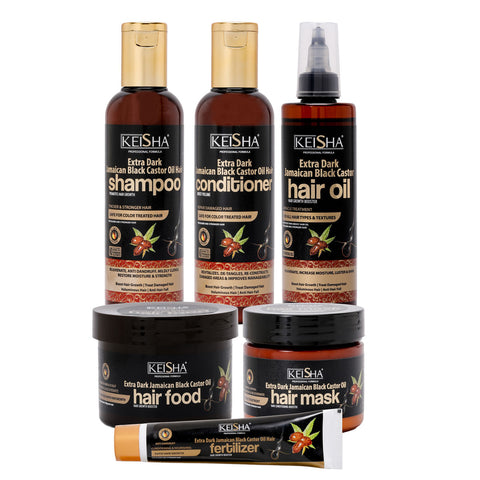KEISHA Professional Extra Dark Jamaican Black Castor Oil Hair Care KIT (6)
