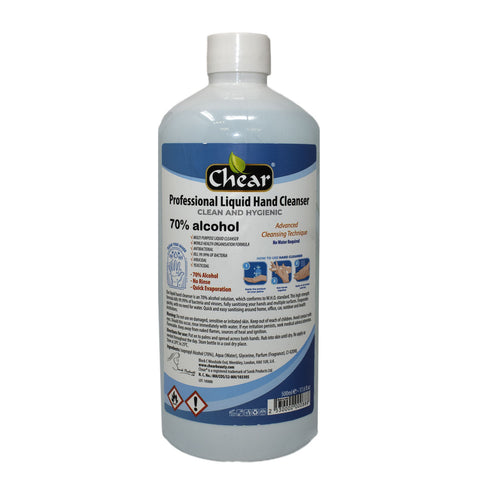 Chear Professional Liquid Hand Cleanser with 70% Isopropyl Alcohol (IPA) - Rubbing