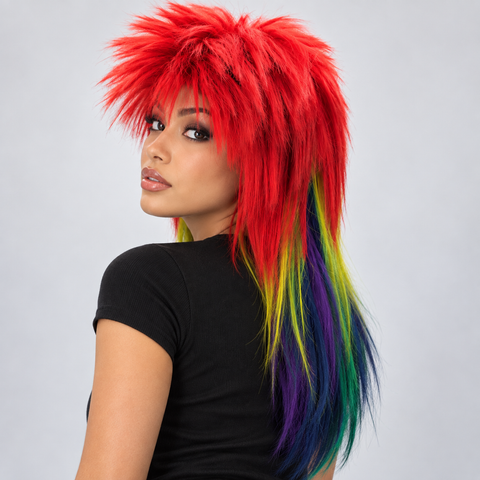 Elysee Star Fancy Long Spike Multi-Coloured Synthetic Wig | 85cm Long Spiky Punk Wig | Adjustable Party Festival Costume Wig