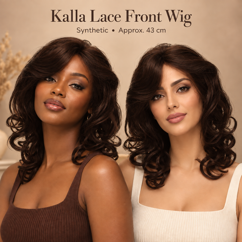 Kalla Synthetic Lace Front Wig 43cm | Medium Length Curly Wavy Wig | Natural-Looking Lace Front | Women’s Synthetic Wig