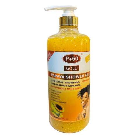 P+50 GOLD Exfoliating Papaya Brightening Shower Gel Scrub (1000ml)
