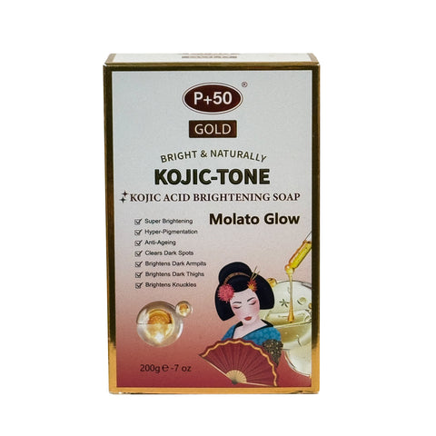 P+50 GOLD KOJIC-TONE Kojic Acid Brightening Soap (Face & Body) 6 pack