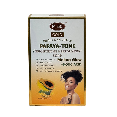 P+50 Papaya-Tone Brightening & Exfoliating Soap for face & body