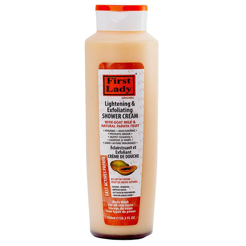 First Lady Brightening & Exfoliating Shower Cream Body Wash with PAPAYA & Goats Milk