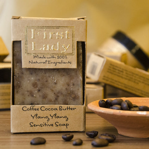 First Lady Handmade Natural Coffee Cocoa Butter Ylang Ylang Sensitive Soap - Elysee Star