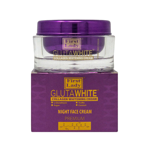 First Lady Glutawhite Collagen Night Brightening Cream 100ml | Overnight Glow Moisturiser with Glutathione, Niacinamide, Shea Butter & Vitamin E | Skin lightening, moisturising & hair treatments First Lady Glutawhite Collagen Night Brightening Cream 100ml | Overnight Glow Moisturiser with Glutathione, Niacinamide, Shea Butter & Vitamin E | Skin lightening, moisturising & hair treatments