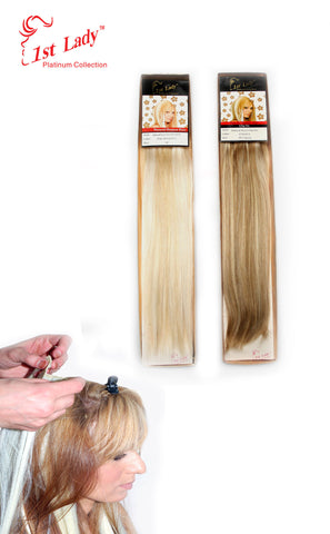 1st Lady Natural Euro Human Hair Blended Clip on Hair Extensions 18" (12Pcs) - Elysee Star